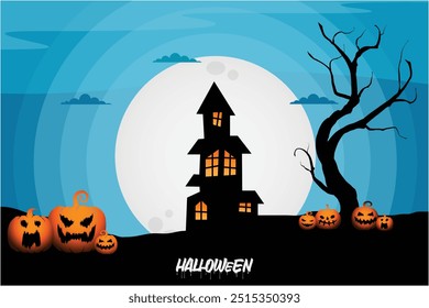 Halloween funny background silhouette  illustration.