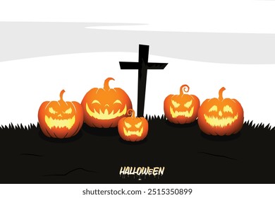 Halloween funny background silhouette  illustration.