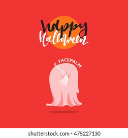 Halloween, funny cartoon characters ghost. Doodle cute characters for holiday happy Halloween. Icons mythical creatures. Isolated vector illustration