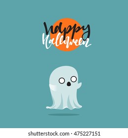 Halloween, funny cartoon characters ghost. Doodle cute characters for holiday happy Halloween. Icons mythical creatures. Isolated vector illustration