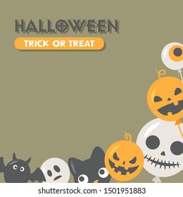 Halloween funny character balloons vector frame.