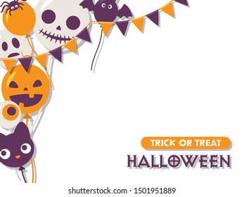 Halloween funny character balloons vector frame.