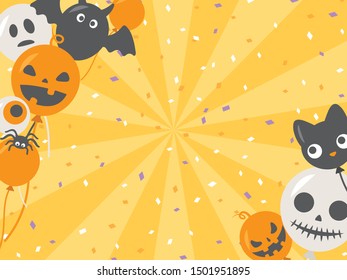 Halloween funny character balloons vector frame.