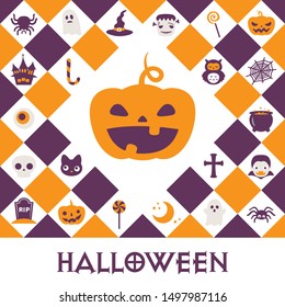 Halloween funny character vector illustration. greeting card.