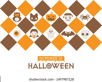 Halloween funny character vector illustration. greeting card.