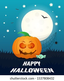 Halloween funny characters. Halloween card. Vector illustration EPS10.