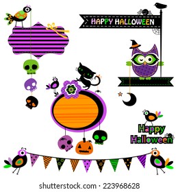 Halloween funny design elements set