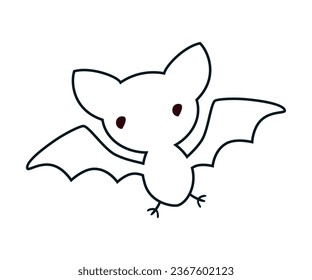 Halloween with Funny Flying Bat with Wings Vector Illustration