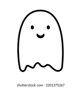 Halloween funny ghost. Cartoon spook. Pictogram isolated on a white background. Vector illustration.