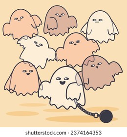 Halloween funny ghosts vector illustration