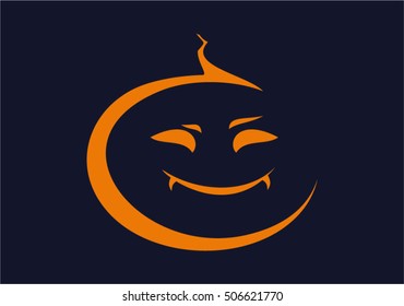 Halloween funny pumpkin emblem