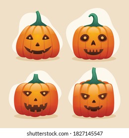 Halloween funny pumpkin head collection vector for sticker or decoration object