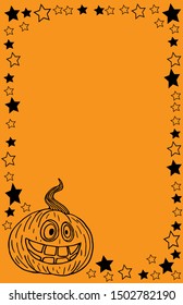 Halloween funny pumpkin with stars on an orange background vector illustration for design and decoration