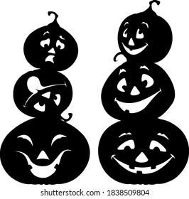 Halloween with funny silhouettes of pumpkins. Vector.