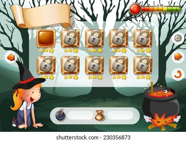 Juego de Halloween con elementos e iconos