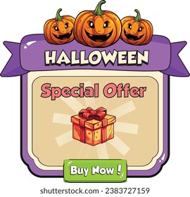 Halloween game ui board pop up scary interface vector illustration