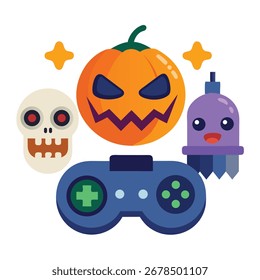 Halloween gamer fun pumpkin controller ghost