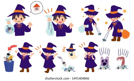 Halloween garbage problem, material set