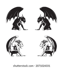 Halloween Gargoyle Silhouette Vector Design