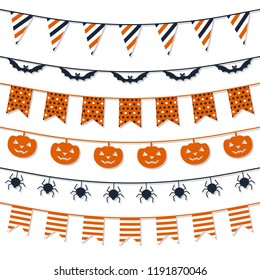 Halloween Garland Collection. Festive decorations design. Vector template.