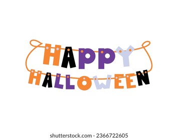 halloween garland lettering illustration isolated