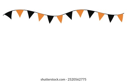 Halloween garland, orange flags carved, hanging holiday bunting. Halloween bunting. Eps 10