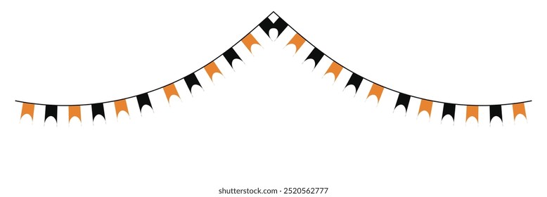 Halloween garland, orange flags carved, hanging holiday bunting. Halloween bunting. Eps 10