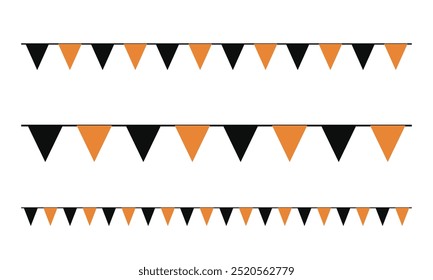 Halloween garland, orange flags carved, hanging holiday bunting. Halloween bunting. Eps 10