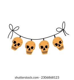 Halloween garland for Halloween party. Vector illustration isolated on white background. Bunting for celebration.