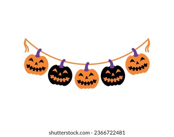 halloween garland pumpkins illustration isolated