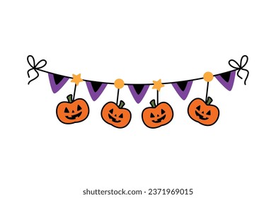 halloween garland pumpkins vector isolated