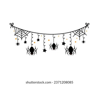 halloween garland scary spider illustration isolated