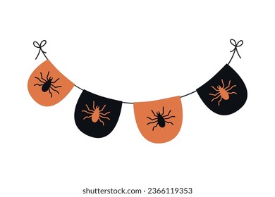 halloween garland with spider isolated icon
