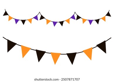 Conjunto de guirnaldas de Halloween. Banderín de Vector aislado sobre fondo blanco. Banderas colgantes.