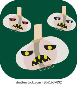 halloween garlic vector illustration green background