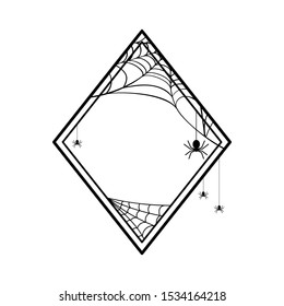 Halloween geometric frame with spiderweb. Design decorative elements. Vector illustration. Isolated on white background