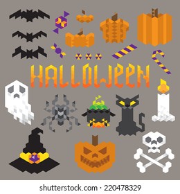Halloween geometric set.Vector icon collection