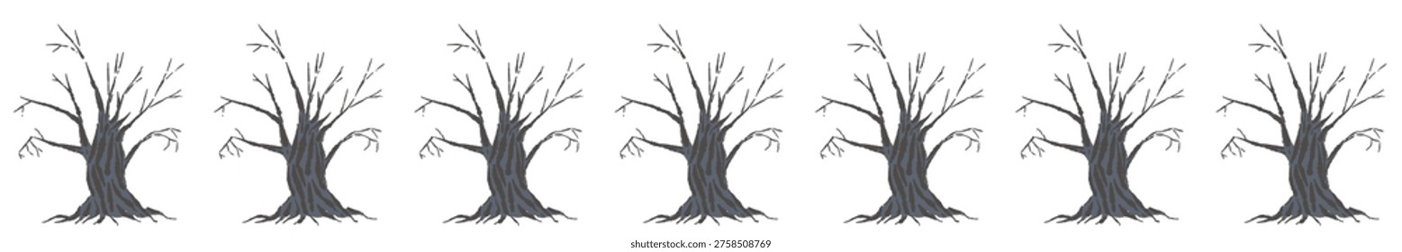Halloween Ghastly Dead Tree (Irregular) Horizontal Line Silhouette Illustration