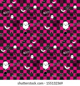 Halloween Ghost Bat Pumpkin Seamless Pattern Background