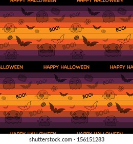 Halloween Ghost Bat Pumpkin Seamless Pattern Background Vector