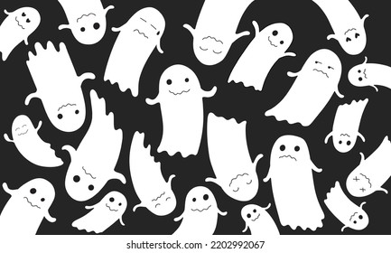 Halloween ghost with black background, perfect for office, banner, landing page, background, wallpaper, social media and more