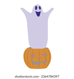 Halloween Ghost with black color vector isolated design on white background