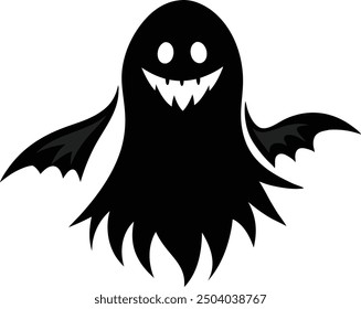 Halloween Ghost Black Silhouette Vector.