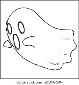 Halloween Ghost. Black and white illustration for coloring book
