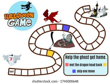 halloween ghost board game. children puzzle vector