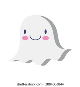 halloween ghost boo flat style icon vector illustration design