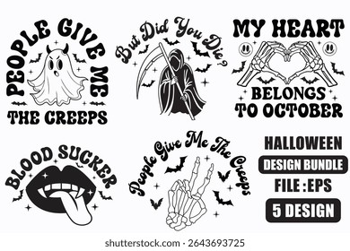 Halloween Ghost Bundle, desenhos assustadores retrô, Ghost PNG, svg, caveira, lábios escuros, café assustador, mágica