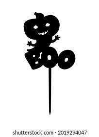 Halloween ghost Cake Topper Ready to cut with pumpkin for laser cutting machine. Vector file. Decoration of cupcake, home, garden, bouquet