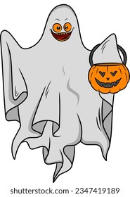 Halloween ghost cartoon character vector illustration