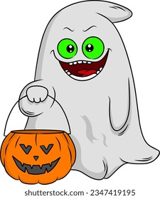 Ilustración vectorial del personaje fantasma de Halloween